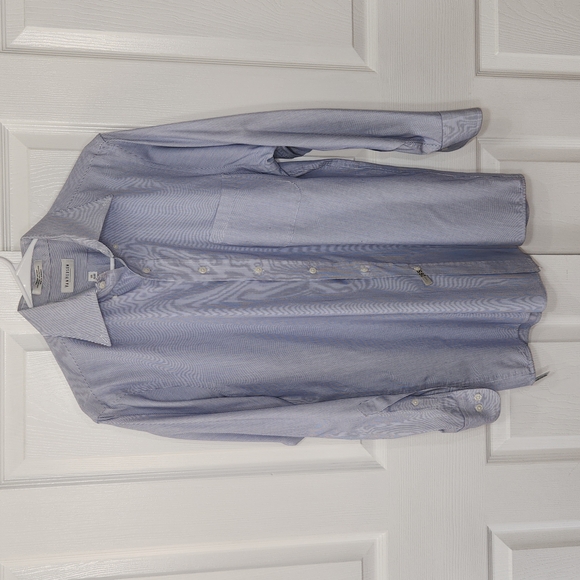VAN HEUSEN MENS DRESS SHIRT SIZE NECK: 15.5 BLUE STRIPED - Picture 2 of 5